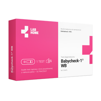 LabHome Babycheck-1, WB test ciążowy z krwi pozyskanej z nakłucia palca, 1 sztuka LabHome Babycheck-1, WB test ciążowy z krwi pozyskanej z nakłucia palca, 1 sztuka - zdjęcie produktu