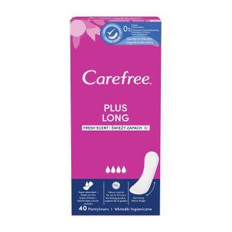 Wkładki higieniczne Carefree, plus long, fresh scent, 40 sztuk - zdjęcie produktu