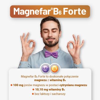 Magnefar B6 Forte 100 mg + 10,10 mg, 60 tabletek powlekanych - 6 - zdjęcie produktu