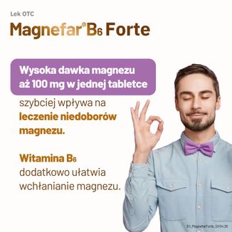 Magnefar B6 Forte 100 mg + 10,10 mg, magnez z witaminą B6, 60 tabletek powlekanych - 6 - zdjęcie produktu