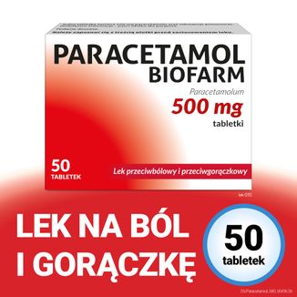 Paracetamol Biofarm 500 mg, 50 tabletek - 2 - zdjęcie produktu