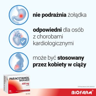 Paracetamol Biofarm 500 mg, 50 tabletek - 5 - zdjęcie produktu