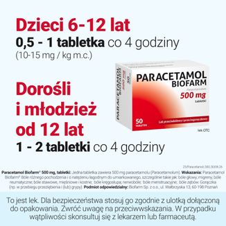Paracetamol Biofarm 500 mg, 50 tabletek - 7 - zdjęcie produktu