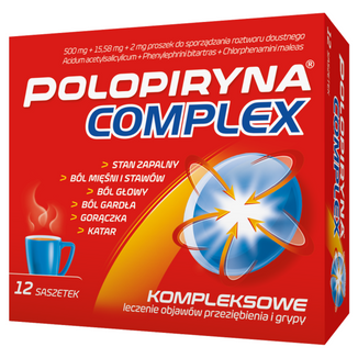 Polopiryna Complex 500 mg + 15,58 mg + 2 mg, 12 saszetek USZKODZONE OPAKOWANIE - zdjęcie produktu