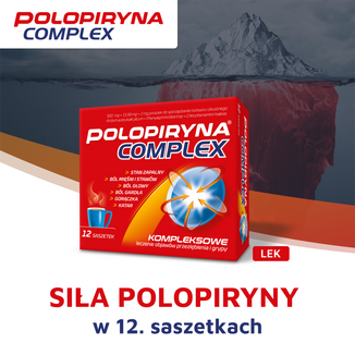 Polopiryna Complex 500 mg + 15,58 mg + 2 mg, 12 saszetek USZKODZONE OPAKOWANIE - 3 - zdjęcie produktu