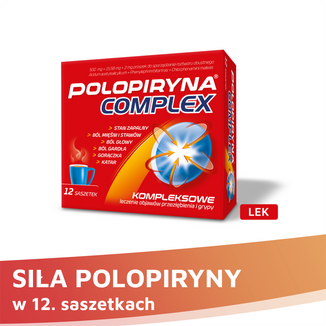 Polopiryna Complex 500 mg + 15,58 mg + 2 mg, 12 saszetek USZKODZONE OPAKOWANIE - 6 - zdjęcie produktu