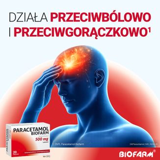Paracetamol Biofarm 500 mg, 20 tabletek - 3 - zdjęcie produktu