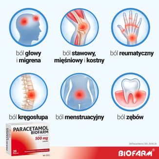 Paracetamol Biofarm 500 mg, 20 tabletek - 4 - zdjęcie produktu