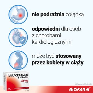 Paracetamol Biofarm 500 mg, 20 tabletek - 5 - zdjęcie produktu