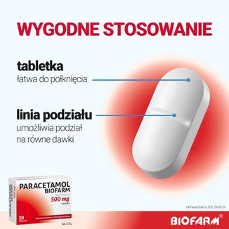 Paracetamol Biofarm 500 mg, 20 tabletek - 6 - zdjęcie produktu
