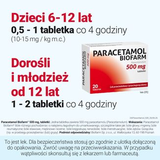 Paracetamol Biofarm 500 mg, 20 tabletek - 7 - zdjęcie produktu