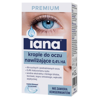 Iana Premium, nawilżające krople do oczu 0,4% HA, 10 ml - 2 - zdjęcie produktu