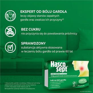 Hascosept 3 mg, smak miętowy, 24 pastylki twarde - 4 - zdjęcie produktu