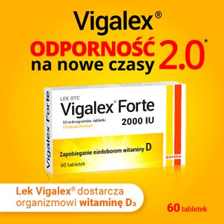 Vigalex Forte 2000 IU, 60 tabletek USZKODZONE OPAKOWANIE - 2 - zdjęcie produktu