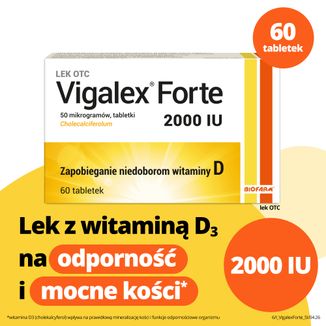 Vigalex Forte 2000 IU, witamina D3, 60 tabletek - 2 - zdjęcie produktu