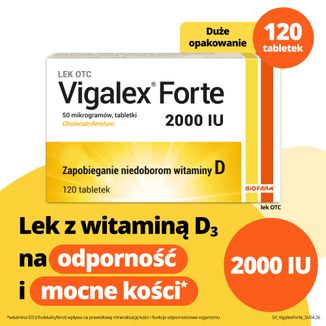 Vigalex Forte 2000 IU, witamina D3, 120 tabletek - 2 - zdjęcie produktu