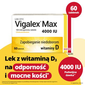 Vigalex Max 4000 IU, witamina D3, 60 tabletek - 2 - zdjęcie produktu