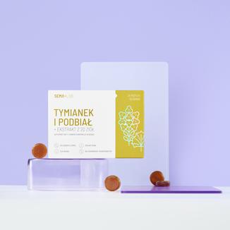SEMA Lab Tymianek i Podbiał + ekstrakt z 20 ziół, bez cukru, 24 pastylki do ssania - 2 - zdjęcie produktu