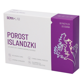 SEMA Lab Porost Islandzki, smak czarnej porzeczki, 60 pastylek do ssania - zdjęcie produktu