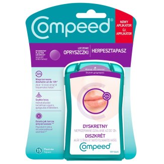 Compeed, plastry na opryszczkę, hydrokoloidowe, dyskretne, 15 sztuk - zdjęcie produktu