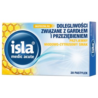 Isla Medic Acute, smak miodowo-cytrusowy, 20 pastylek do ssania - zdjęcie produktu