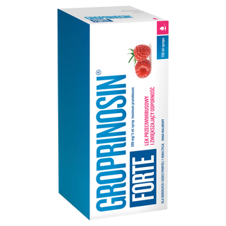 Groprinosin Forte 500 mg/ 5 ml, syrop dla dzieci powyżej 1 roku i dorosłych, smak malinowy, 150 ml USZKODZONE OPAKOWANIE - 2 - zdjęcie produktu