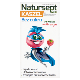 Natursept Med Kaszel, lizaki bez cukru, powyżej 3 lat, smak malinowy, 6 sztuk - zdjęcie produktu