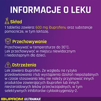 Ibuprom Ultramax 600 mg, 10 tabletek powlekanych - 4 - zdjęcie produktu