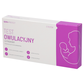 SEMA Protect, test owulacyjny LH paskowy, czuły 25 mIU/ml, 5 sztuk - zdjęcie produktu