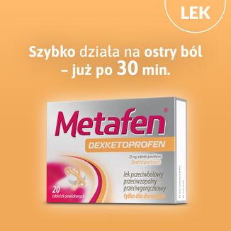 Metafen Dexketoprofen 25 mg, 20 tabletek powlekanych - 2 - zdjęcie produktu