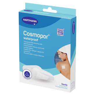 Cosmopor Waterproof, opatrunek chłonny, samoprzylepny, wodoodporny, jałowy, przezroczysty, 10 cm x 8 cm, 5 sztuk - 2 - zdjęcie produktu