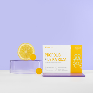 SEMA Lab Propolis + Dzika róża, smak miodowo-cytrynowy, 24 pastylki do ssania - 2 - zdjęcie produktu