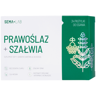 SEMA Lab Prawoślaz + Szałwia, 24 tabletki  do ssania USZKODZONE OPAKOWANIE - zdjęcie produktu