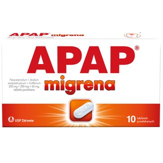 Apap Migrena 250 mg + 250 mg + 65 mg, 10 tabletek powlekanych KRÓTKA DATA - 2 - zdjęcie produktu