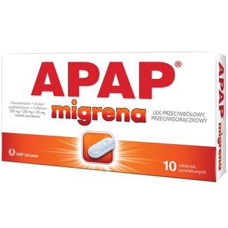 Apap Migrena 250 mg + 250 mg + 65 mg, 10 tabletek powlekanych - zdjęcie produktu