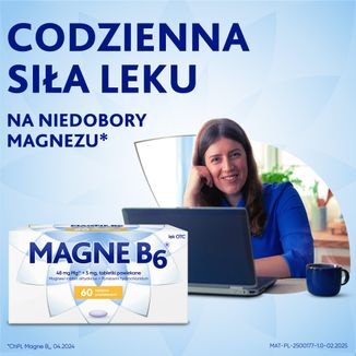 Magne B6 48 mg + 5 mg, 60 tabletek powlekanych USZKODZONE OPAKOWANIE - 2 - zdjęcie produktu