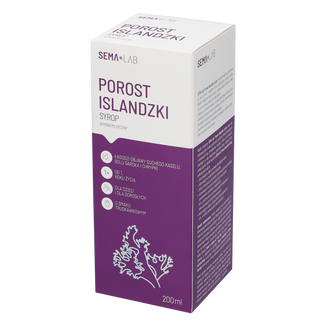 SEMA Lab Porost Islandzki, syrop dla dzieci od 1 roku i dorosłych, smak truskawkowy, 200 ml USZKODZONE OPAKOWANIE - zdjęcie produktu