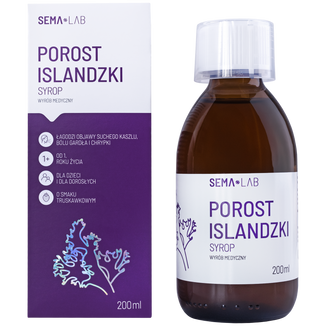 SEMA Lab Porost Islandzki, syrop dla dzieci od 1 roku i dorosłych, smak truskawkowy, 200 ml - zdjęcie produktu