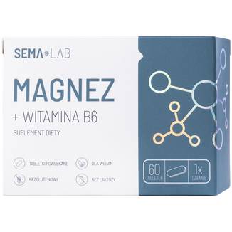 SEMA Lab Magnez + Witamina B6, 60 tabletek powlekanych - zdjęcie produktu
