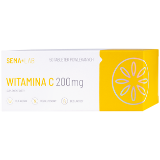 SEMA Lab Witamina C 200 mg, 50 tabletek powlekanych KRÓTKA DATA - zdjęcie produktu
