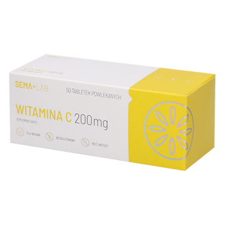 SEMA Lab Witamina C 200 mg, 50 tabletek powlekanych - zdjęcie produktu