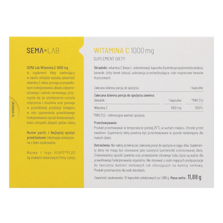 SEMA Lab Witamina C 1000 mg, 10 kapsułek celulozowych - 3 - zdjęcie produktu