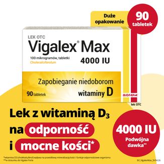 Vigalex Max 4000 IU, witamina D3, 90 tabletek - 2 - zdjęcie produktu