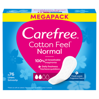 Wkładki higieniczne Carefree Cotton Feel Normal, fresh scent, 76 sztuk - zdjęcie produktu
