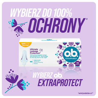 O.B. ExtraProtect, tampony higieniczne, Super, 16 sztuk USZKODZONE OPAKOWANIE - 6 - zdjęcie produktu