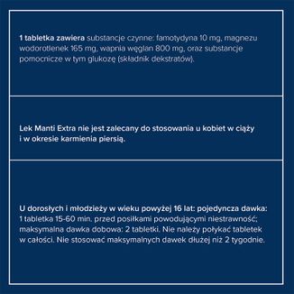 Manti Extra 10 mg + 165 mg + 800 mg, 12 tabletek do rozgryzania i żucia - 5 - zdjęcie produktu