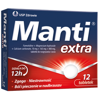 Manti Extra 10 mg + 165 mg + 800 mg, 12 tabletek do rozgryzania i żucia - 2 - zdjęcie produktu