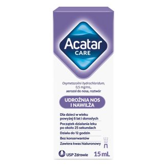 Acatar Care 0,5 mg/ml, aerozol do nosa, roztwór, 15 ml - zdjęcie produktu