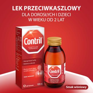 Contril 60 mg/10 ml, syrop dla dorosłych i dzieci powyżej 2 lat, smak wiśniowy, 120 ml - 3 - zdjęcie produktu
