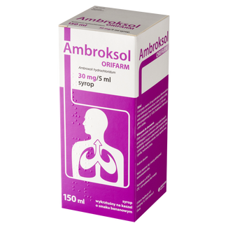 Ambroksol Orifarm 30 mg/5 ml, syrop, smak bananowy, 150 ml - 3 - zdjęcie produktu